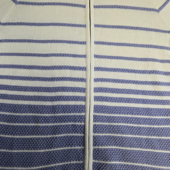 Y2K Vintage Periwinkle White Stripe Full Zip Up CJ Banks Sweater Jacket Size 14W - Picture 3 of 6